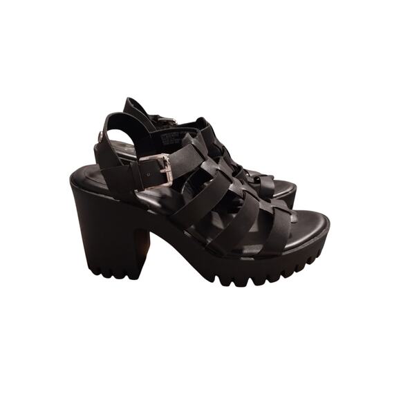 Madden NYC Women's size 9½ Genesis Block Heel Fisherman Gothic Rock Emo Sandals - Picture 2 of 10